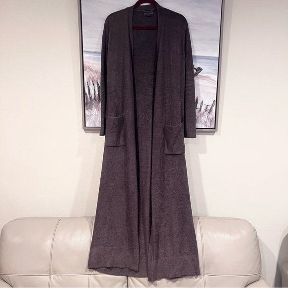 Barefoot Dreams CozyChic Lite Long Robe S / M Medium Women's Carbon Gray Soft - Picture 2 of 11